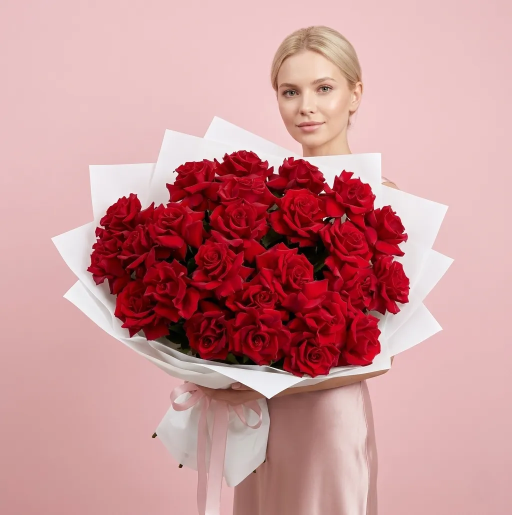 Французские Красные Розы (25 Роз)